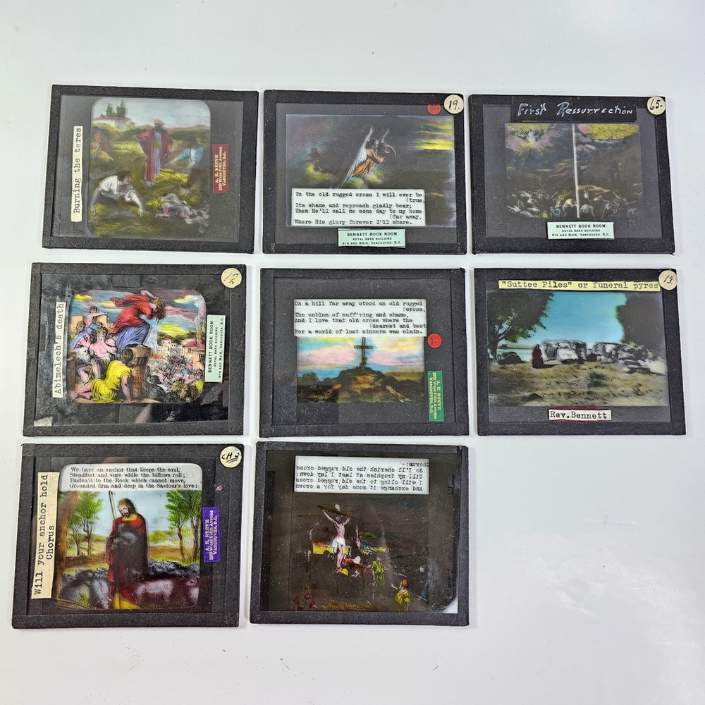 Antique Magic Lantern Slides Lot of 8 Religious Biblical Christian Jesus